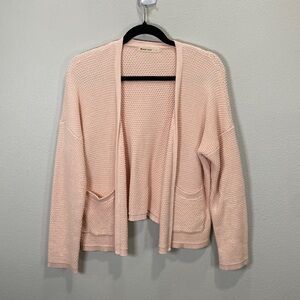 Marine Layer Birds Eye open front cardigan‎ sweater peach basket weave